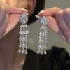 Modische Luxus-Ohrringe mit geometrischen Anhängern für Damen, Hochzeit, Party, Schmuckzubehör, wunderschöne Zirkonia-Braut-Brincos