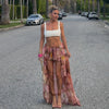 BIIKPIIK Vacation Ruffles Skirts Fashion Floral Print Vintage Elegant Women Skirts Designed Semi-perspective Sexy Holiday Bottom
