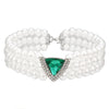 KMVEXO Multi Layered Simulated Pearl Green Crystal Choker Necklace Collar Statement Boho Clavicle Chain Necklace Women Jewelry