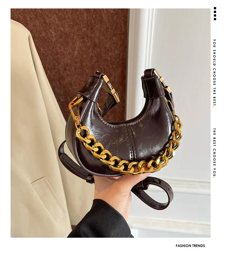 2024 Herbst Winter Mini Umhängetaschen für Damen Luxus Halbmond-Handtaschen für Damen Handtaschen mit Griff Weibliche kleine Tasche