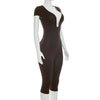 Solid Color Sexy Slim Fit and Slimming Chest U-Neck Jumpsuit, Versatile and Fashionable Jumpsuit Cropped Pants