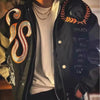 Bestickte College Jacke Herren PU-Lederärmel Oversized Bomberjacken Damen Baseball Mäntel Streetwear Herren Kleidung