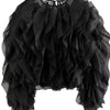 TWOTWINSTYLE Elegant Patchwork Ruffles Chiffon Blouses Women O Neck Lantern Long Sleeve Loose Shirt Female Clothing Fashion
