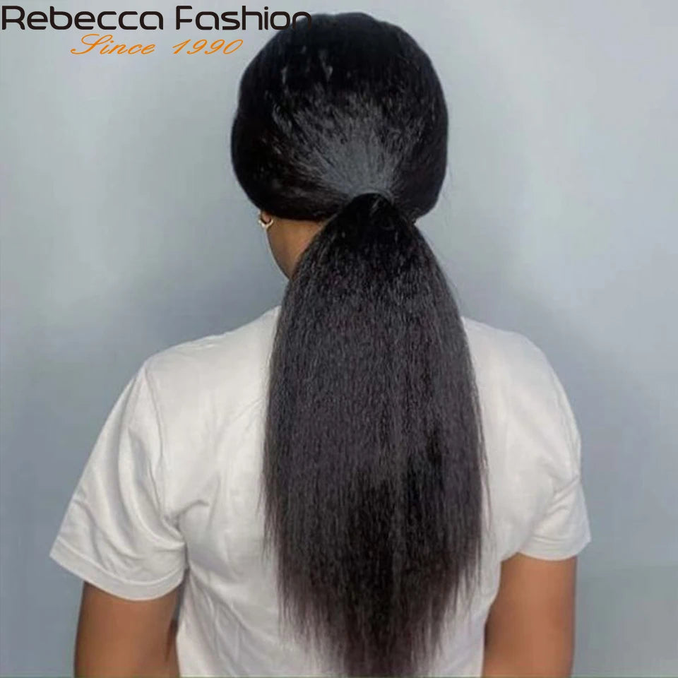 Yaki Straight U-Part-Perücken für schwarze Frauen, Kinky Straight U-Part-Perücke Echthaar Kurz Schwarz Braun U-Part-Perücke Kinky Straight Clip