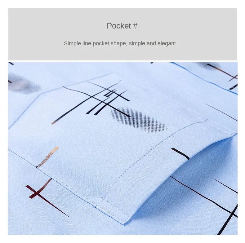 Men's Print Shirt Autumn Spring Long Sleeve Thin Non Iron Fashion Business Causal Social Anti-wrinkle Plaid Slim Fit Chemise Hom