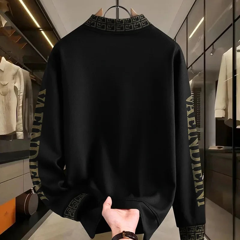Fashion Hip Hop Halbhoher Kragen Sweatshirts Luxus-Druck Mode Vielseitiger Pullover Hoodie Soziale Nachtclub Herrenbekleidung
