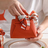 Mini Handbag With Ribbon Creative Foldable PU Leather Kids Gilrs Princess Handbag Coin Purses Wedding Decor Candy Bag Key Pouch