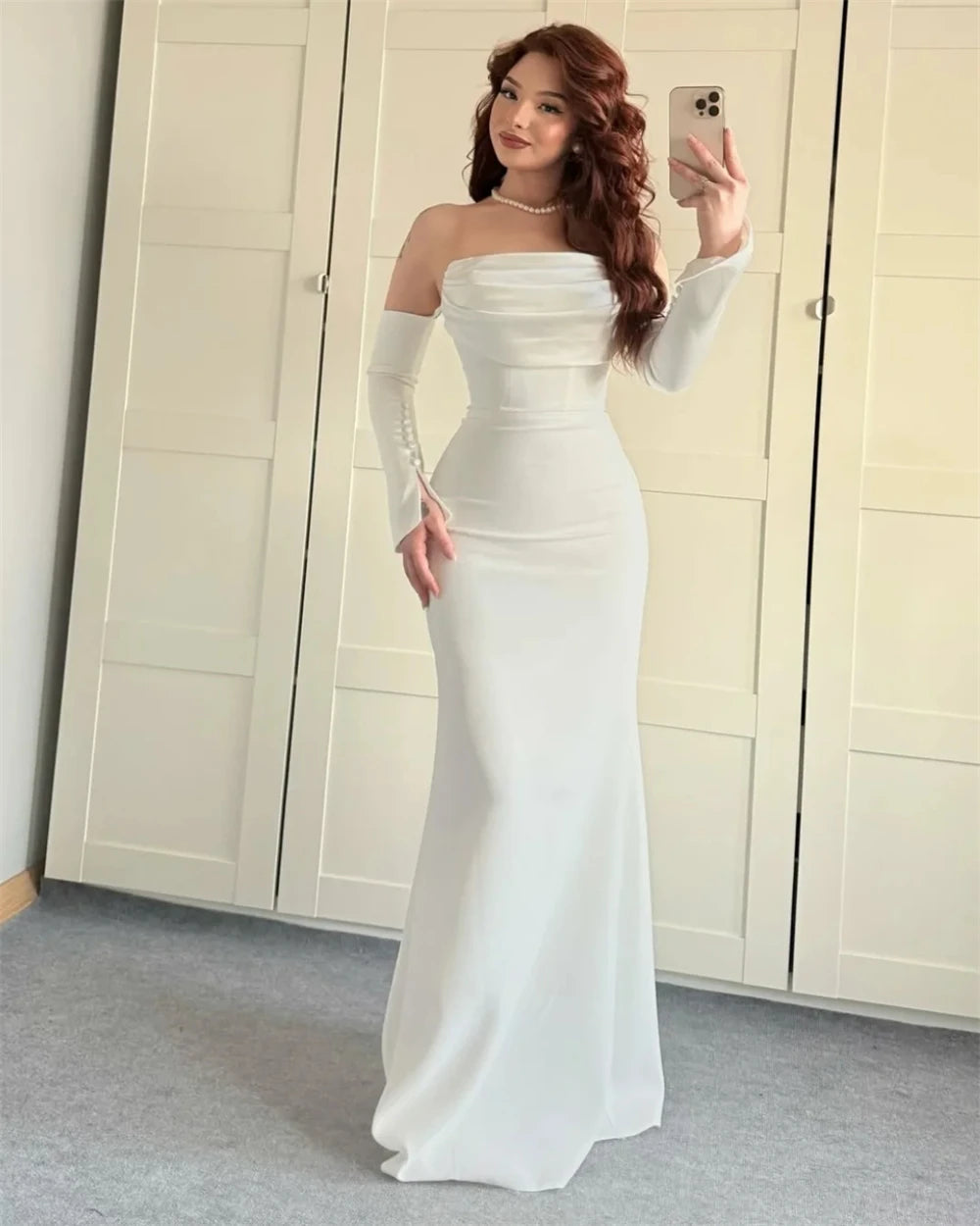 Maßgeschneidertes Meerjungfrauen-Abendkleid Party Klassisches Jersey-Kleid Trägerlose Kleider Modern Saudi-Arabien In Farben erhältlich Celebrity Gowns