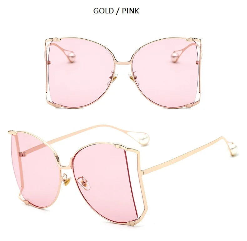 Fashion Model Ocean Gelb Quadratische Sonnenbrille Damen Luxusmarke Oversized Shades Perle Chic Sonnenbrille für Damen Herren Oculos