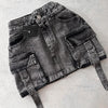 Harajuku Multiple Pockets Denim Plaid Skirt Vintage Goth Black Y2k Mini Skir Fashion Womens Casual Versatile Sexy Streetwear