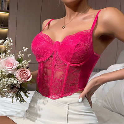 Sexy Lace French High End Design Sense Short Style Top Crop Top Off Shoulder Sleeveless Camisole 2024 Harajuku Korean Clothes