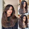 99J Burgundy Red Layered Lace Front Wig With Bangs Bone Straight Synthetic Lace Frontal Wigs 13x4 HD Glueless PrePlucked Cosplay