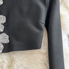 Faionable Diamond Embellied Wrap Skirt Set ort Top Long Dr Slimming High Collar Long Sve Zipper Two Piece Set