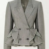 TWOTWINSTYLE Solid Spliced Ruffles Blazers For Women Notched Collar Long Sleeve Patchwork Button Casual Blazer Female Clothing