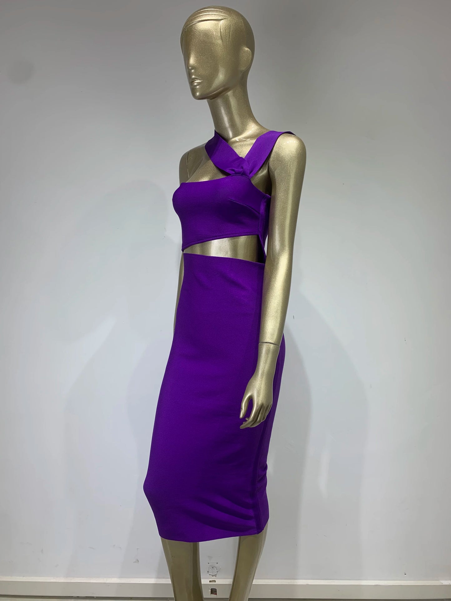 Damen Sommer sexy ausgehöhltes braunes Midi knielanges Bodycon-Bandagekleid 2023 Designer elegantes Abendpartykleid Vestido