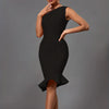 Mermaid Midi Bandage Dress Women Black Bodycon Dress Evening Party Elegant Sexy One Shoulder Birthday Club Outfit 2023 Summer