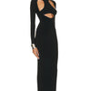 Damen Herbst Stretch-Bandage Aushöhlung Langarm Slim Maxi Schwarz Rückenfrei Bodycon Mode Clubs Celebrity Party Kleider