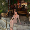 Abendkleid Damen Elegant Pailletten Tiefer V-Ausschnitt Langarm Midikleid Sexy Luxuriös Rückenausschnitt Schnürung Knöchellang Bandage Partykleid