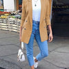 Women Fashion Solid Casual Suit Office Wear Vintage Long Sleeves Coat Spring Autumn Lady Jackets Blazers Jacket Lapel Outerwears
