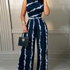 Elegant Women Wide Leg Long Juumpsuit 2024 Spring Summer Fashion Printed Sleeveless Casual Holiday Bodysuits Jumpsuits Trousers