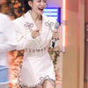 Frühling Sommer Diamanten Perlen Schleife Blazer Mantel 3D Schleife Strass Anzug Jacke Kristallkette Umlegekragen OL Strickjacke Tops