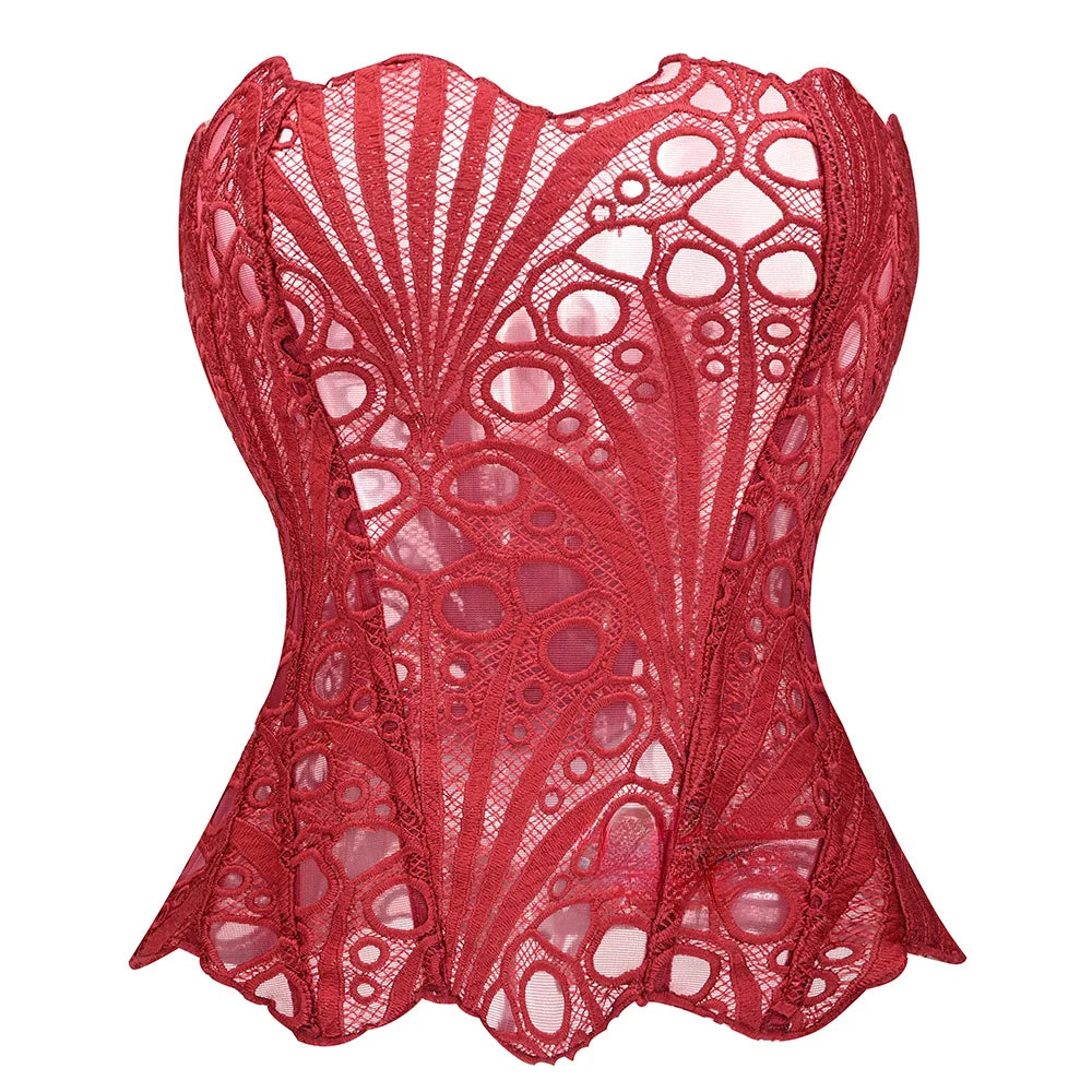 Hollow Out Corset Tops Irregular Hem Fishbone Underbust Top Slim Bandage Shapewear Bustier Korset Costumes Evening Party Corset