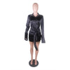 2023 Elastic Elegant Single Breasted Dress Retro Lapel Satin Tight-fitting High Waist Wrap Hips Ruched Short Dress Sexy Clubwear