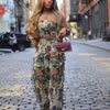 CM.YAYA Fashion Print Women's Set Strapless Top and Wide Leg tassel Pants Summer Cargo Street Two 2 Piece Set Outfit Tracksuit