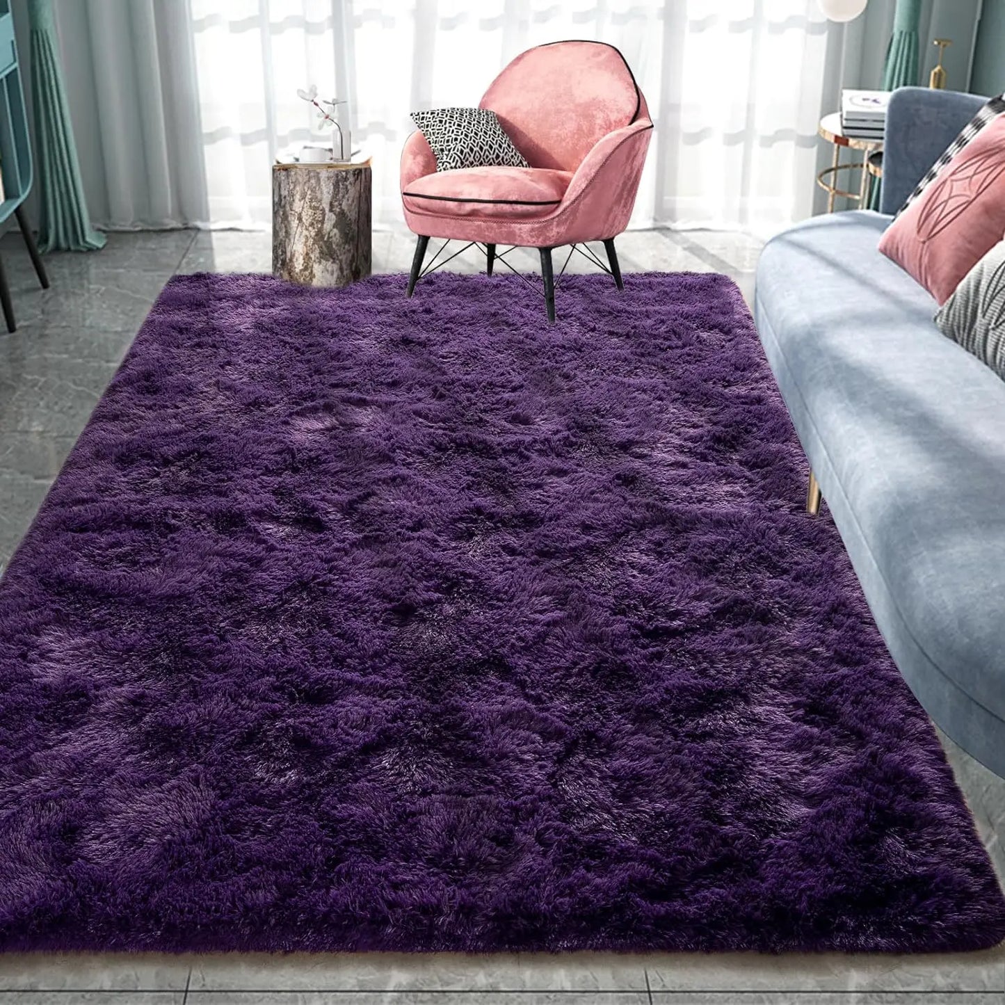 Flauschiger Teppich für das Schlafzimmer, zottelige, flauschige Teppiche für das Schlafzimmer, dicke schwarze Teppiche für das Wohnzimmer, Teppiche für Mädchen und Jungen