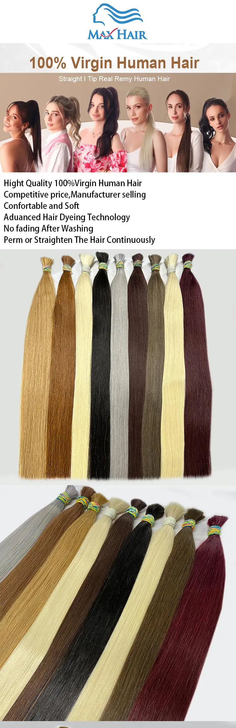Human Hair Bulk No Weft Vietnamese Hair Virgin Remy Straight Hair Bulk 12-30inch 100g 100% Real Natural Hair Extension Grey 99j