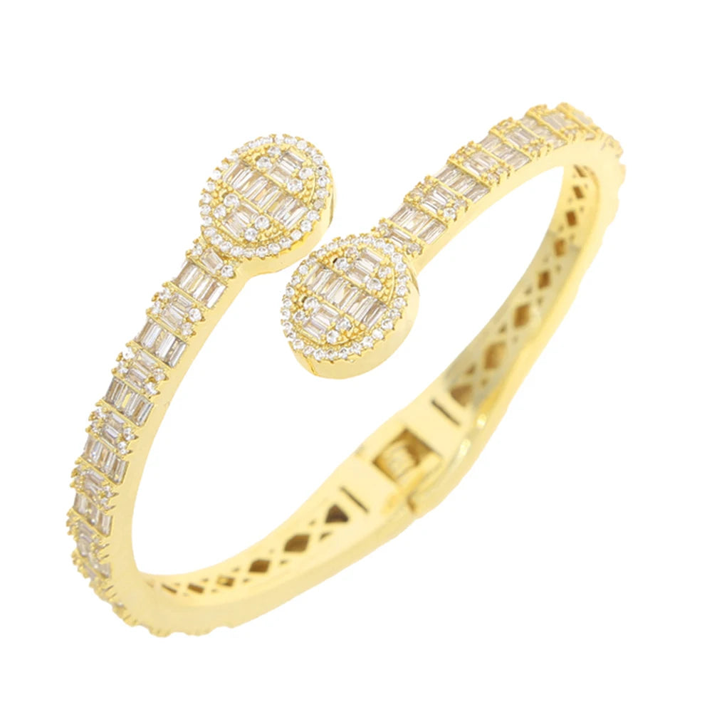 New Iced Out Bling Butterfly Heart Bracelet Silver Color CZ  Zircon Oval Charm Opened Bangle For Men Women Hiphop Luxury Jewelry