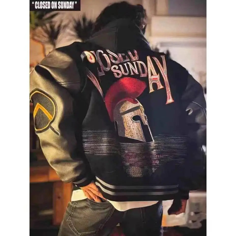 Bestickte College Jacke Herren PU-Lederärmel Oversized Bomberjacken Damen Baseball Mäntel Streetwear Herren Kleidung
