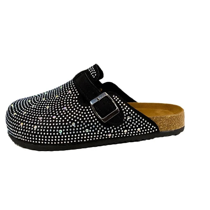 Kristallige klobige Outdoor-Slipper Schuhe Sommer Clogs Damen Hausschuhe Pantofle Luxus Slides Med Strand Designer Flip Flops