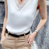 Silk halter V-neck sleeveless bodice Satin vest lace with beautiful back summer jacket with suit top