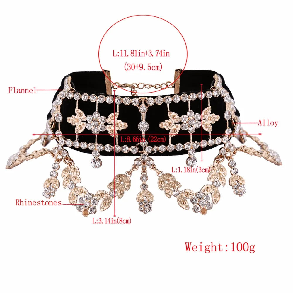 Modische Kristall-Strass-Choker, Samt-Statement-Halsketten für Damen, Collares, Schmuck, Partygeschenk