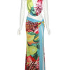 Weird Puss Colorful Leopard Women 2 Piece Set Y2K Beach Vacation Halter Tank Tops+Wrapped Maxi Skirts Matching Vacation Clubwear
