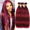 99j Burgunderrot Glattes Echthaar Bündel 1/2/3er Set 100g/Stk 10A Brasilianisches Remy Haar Doppelt genähte Haartressen Volle Spitzen