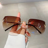Y2K Luxusmarken Designer Randlose Quadratische Sonnenbrille Damen Für Weibliche Trendige Sonnenbrille Diamant Schmetterling Rosa Punk Shades UV400
