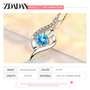 ZDADAN 925 Silver Blue Crystal Necklace Chain For Women Wedding Jewelry