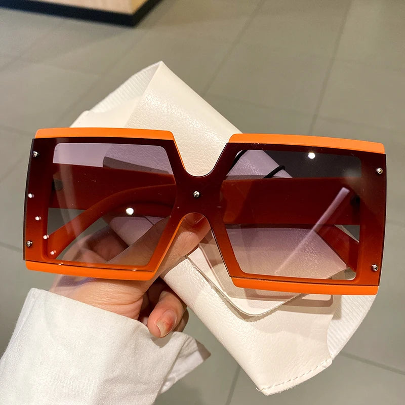 KAMMPT Quadratische Oversize-Sonnenbrille Unisex Trendige Verlaufs-Goggle Luxusmarken-Design Sonnenbrille