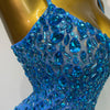 Luxury Rhinestones Sexy Mesh See Through Bodycon Dress Women Birthday Evening Cocktail party Gown Red Carpet Club Stage Outfit
