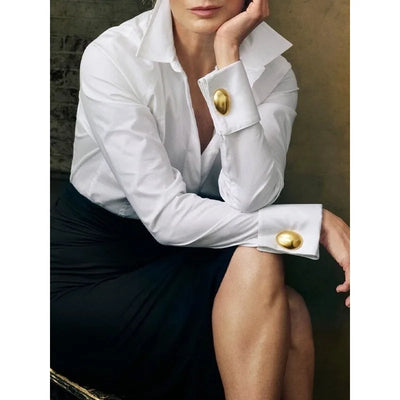 Modigirl Damen weiße Hemden Büro Lady Langarm Klassische Oberteile 2024 Neue Herbst Frühling Original Kleidung Bluse für Damen