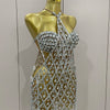 Sexy Sparkly Sequin Diamond Mesh Transparent Two Piece Set Women Celebrate Evening Party Birthday Dress Stage Photo Shoot Wear