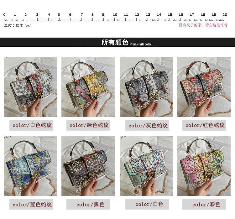 Marke Frauen Nieten Graffiti Umhängetaschen Mode Schultertasche für Damen Weibliche Luxus Designer Handtaschen 2023 Hohe Qualität