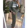Women's Fashion Color-blocked White Striped Hip-covering Sweatshirt Dress 2piece Set Female Casual Zipper Jacket Coat Dress Suit