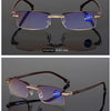 Men Blue Light Blocking Reading Glasses Women Dimond Cutting Rimless Eyeglasses Frame Anti Fatigue Hyperopia Presbyopic Eyewear