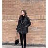 Tweed-Karo Anzugjacke Damen Oberbekleidung Lockerer Mittellanger Zweireihiger Freizeit-Wollblazer Top 2024 Frühling Herbst Neuer Schicker Anzug