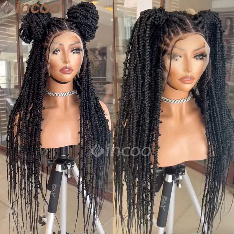 36 Zoll Synthetische Spitze Geflochtene Perücken Schmetterlingszöpfe Spitzenperücke für schwarze Frauen Zopfperücken im Ausverkauf Box Braids Spitzenperücke