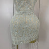 Luxury Sparkle Diamond Tassel Halter Cocktail Dress 2025 Women Elegant Evening Formal Gowns Wedding Party Dresses Stage Costumes
