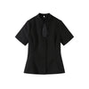 Fashion Women's Stand Collar Blazer Short Sleeve Button Puff Sleeves Solid Lady Top 2025 Summer Autumn Elegant Female Coat